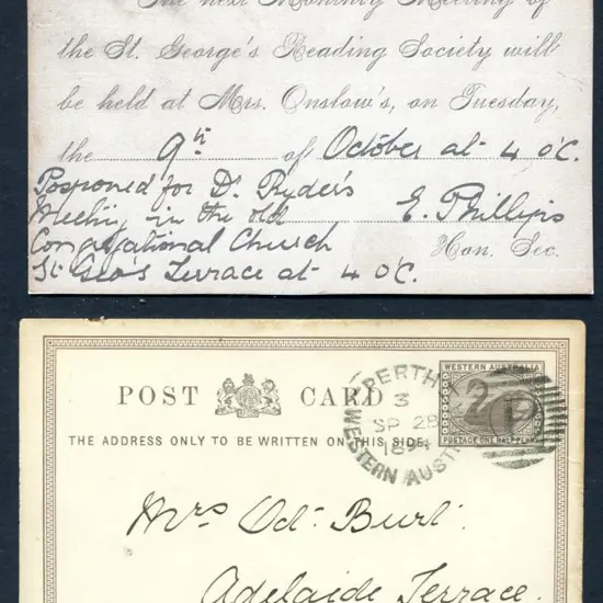 1894 (28th Sept) ½d sepia Post Card (PC7) ...