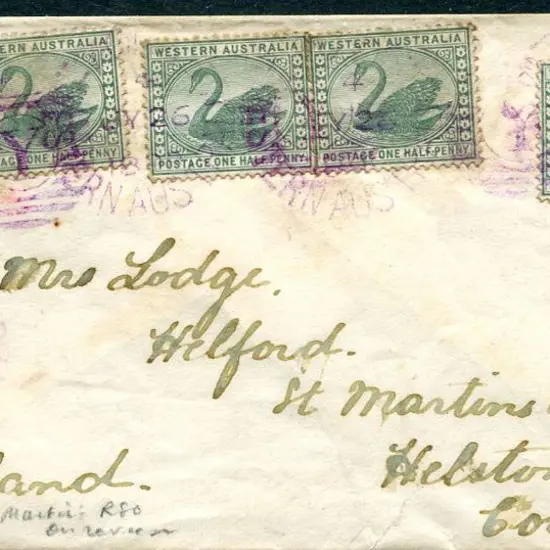 1898 (26th Jul) York to Cornwall, England with ½d ...