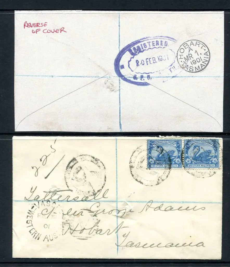 1901 (18th Feb) 2½d blue swans pair, W CR A wmk, ... Image 1++