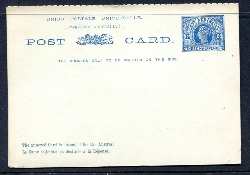 1902 3½d blue on green stock Reply Post Card. Fine ... Image 1++