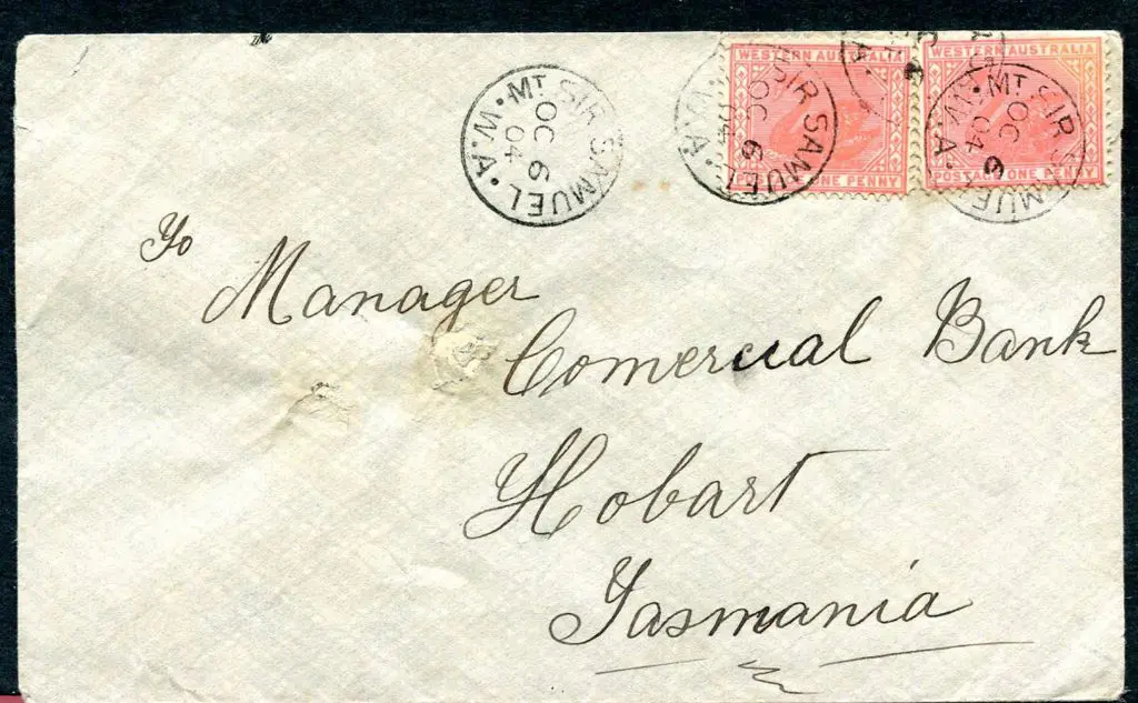 1904 (6th Oct) 1d red swans x 2 tied by Mt Sir ... Image 1++
