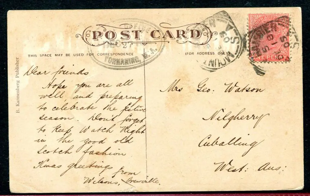1905 (18th Dec) incoming b&w "The Springs, Port ... Image 1++