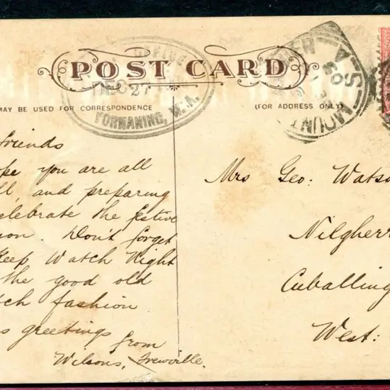 1905 (18th Dec) incoming b&w "The Springs, Port ...