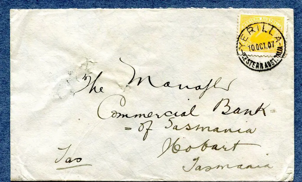 1907 (10th Oct) Yerilla (b) A25 postmark tying 2d ... Image 1++