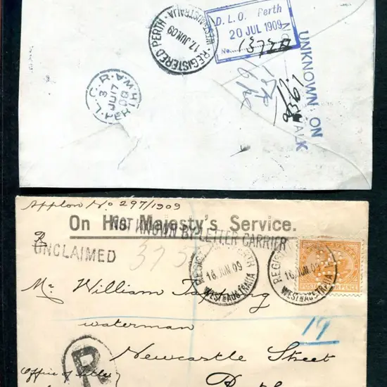 1909 (14th Jun)"On His Majesty's Service" env ...