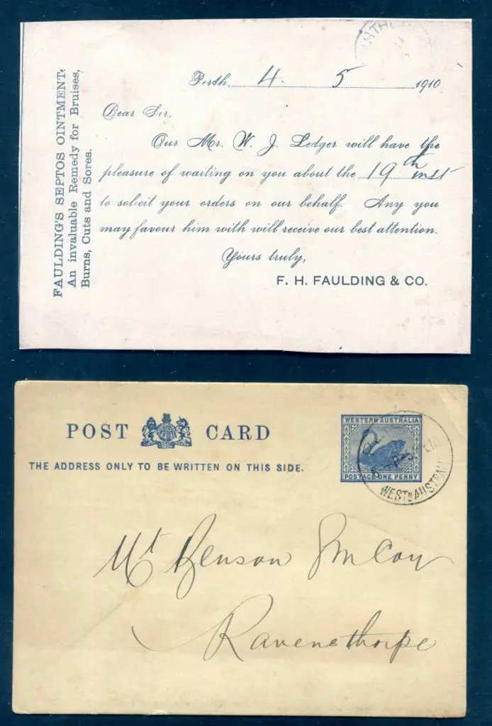 1910 (5th May) 1d blue swan Post Card (PC17) PTPO ... Image 1++