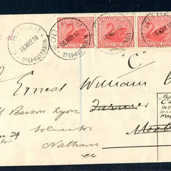 1910 (16th May) Large Registered Northam local ...