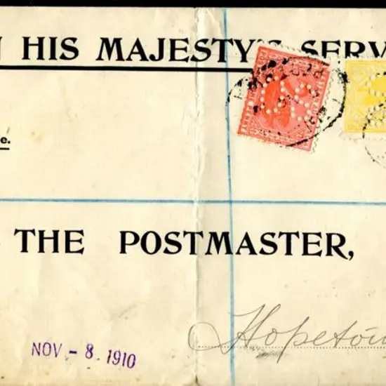 1910 (8th Nov) "Savings Bank, Perth" OHMS ...
