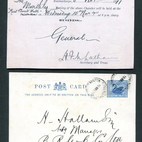 1911 (10th Nov) 1d blue Post Card (PC18) PTPO ...