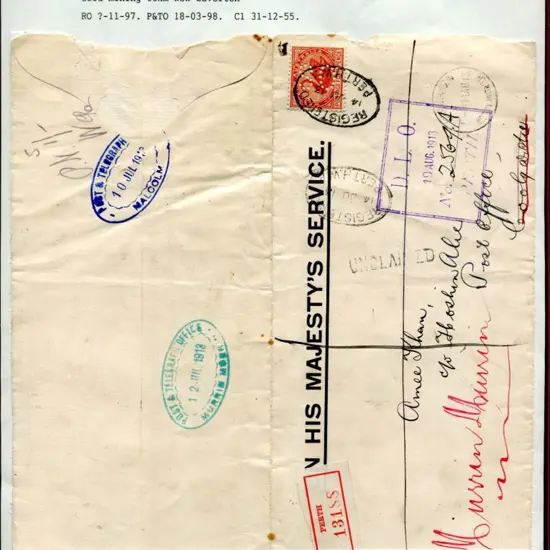 1913 (14th Jun) Registered, Re-addressed & ...