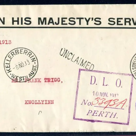 1913 (7th Oct) Perth Registered, Unclaimed & ...