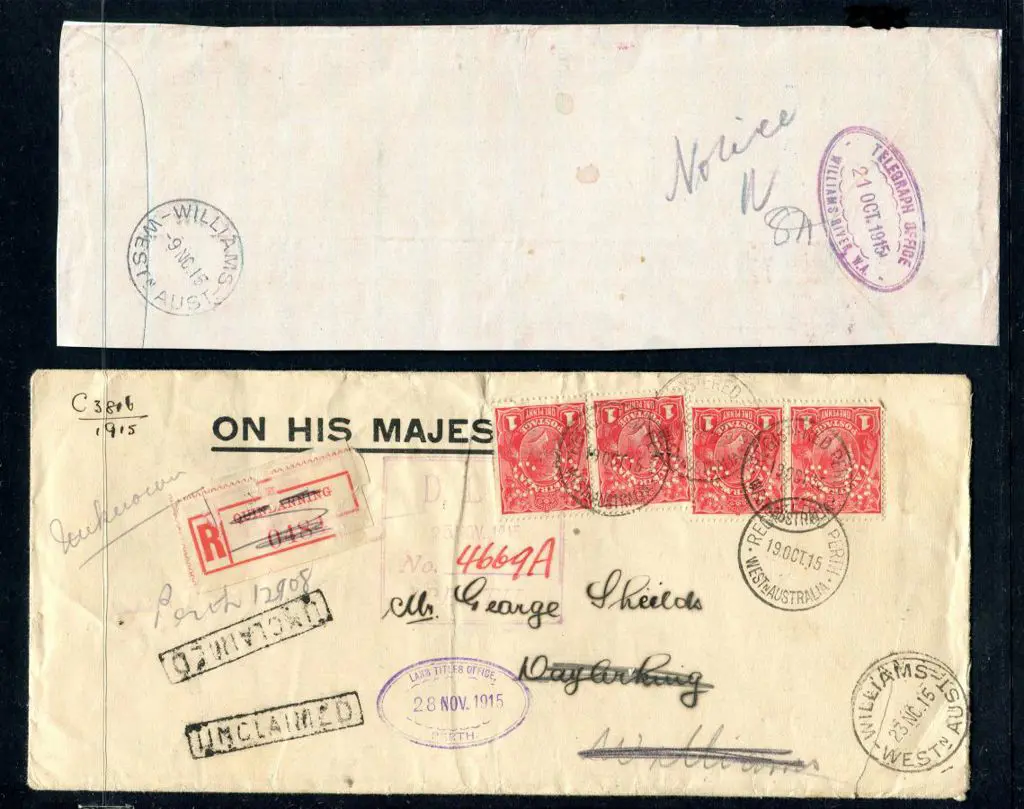1915 (19th Oct) Registered, Re-addressed, ... Image 1++