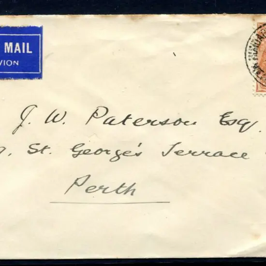 1930 (? June) "By Air Mail" vignette on cover ...