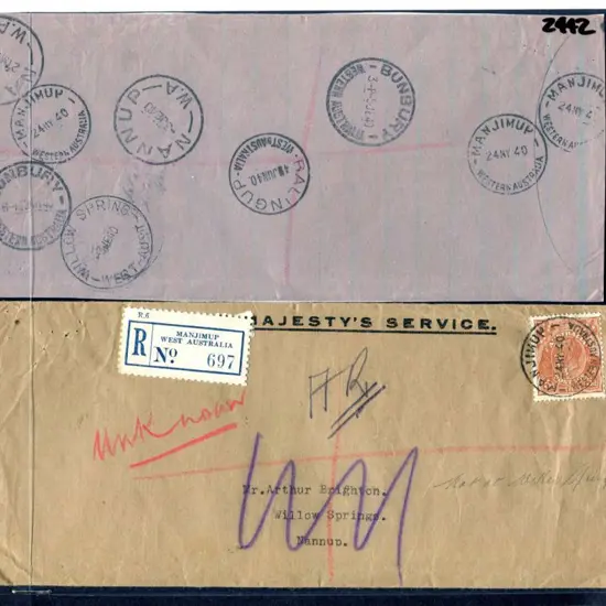 1940 (4th May) Manjimup Registered OHMS cover to ...