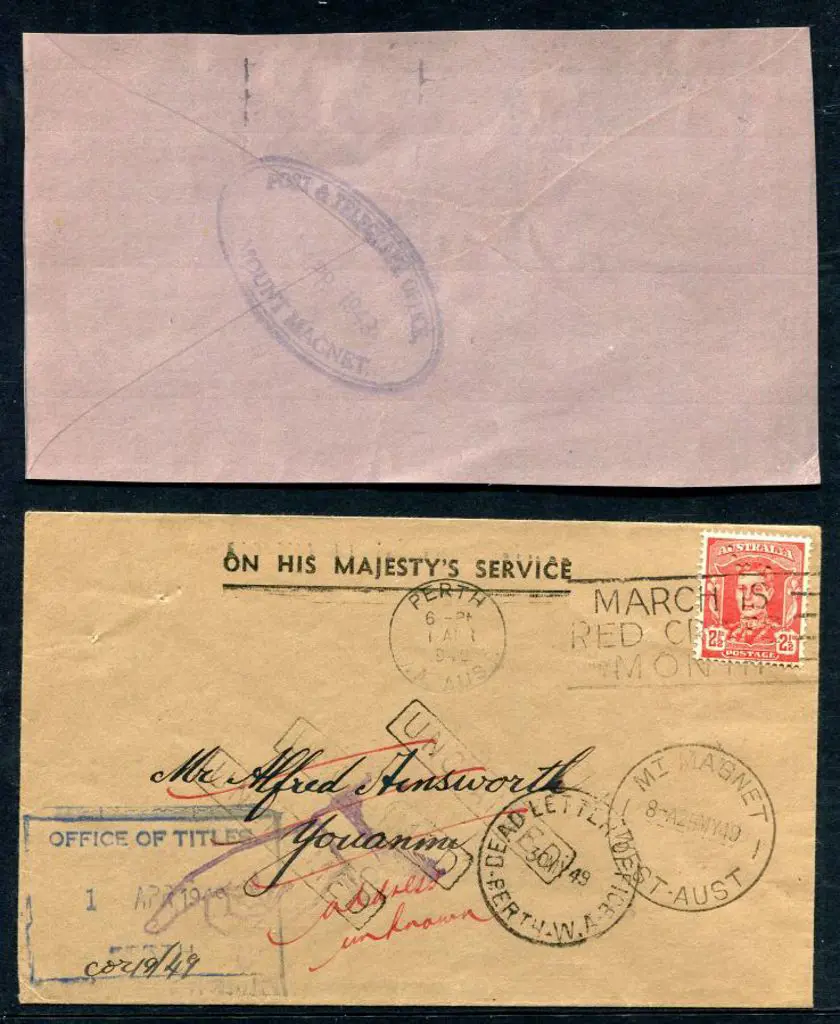 1949 (1st Apr) "POST & TELEGRAPH OFFICE MOUNT ... Image 1++