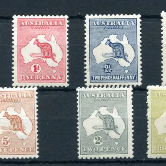 ½d, 1d, 2½d, 4d & 5d (vert crease) plus 3rd wmk 2d ...