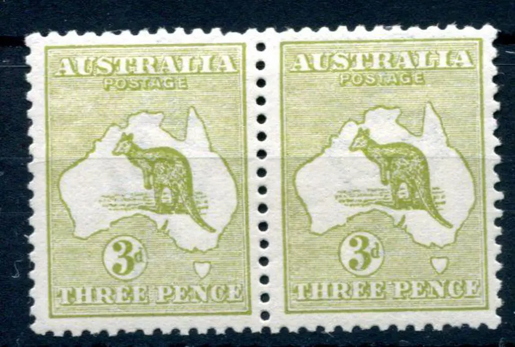 3d olive Die I pair. LH with rh stamp MVLH verging ... Image 1++