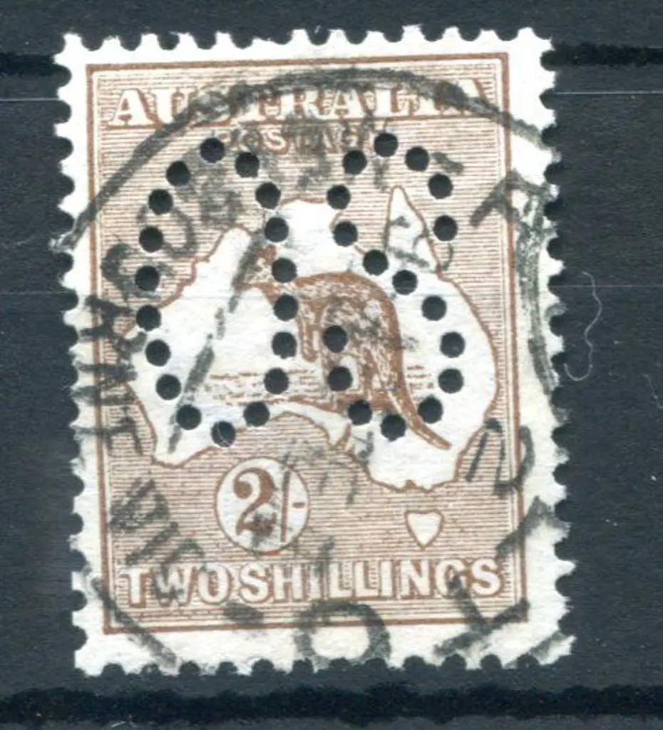 2/- brown, Die II perfined large "OS". Fine used. ... Image 1++