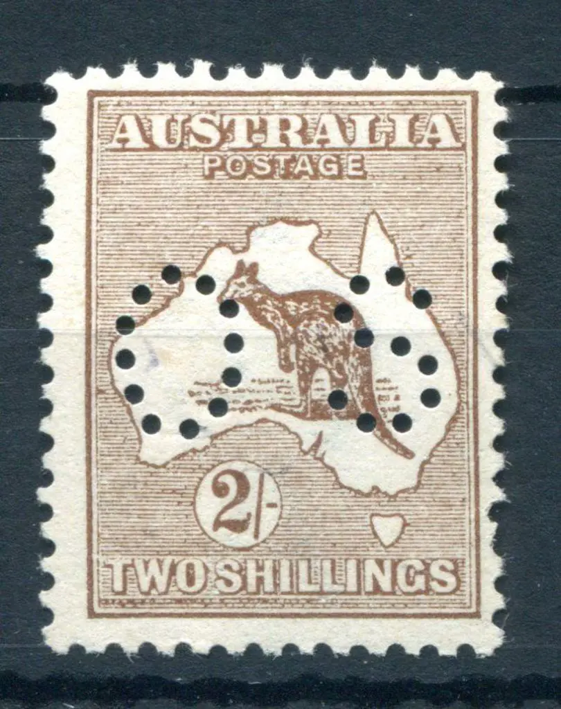 2/- brown perfined small "OS". Fresh MUH. 1 short ... Image 1++