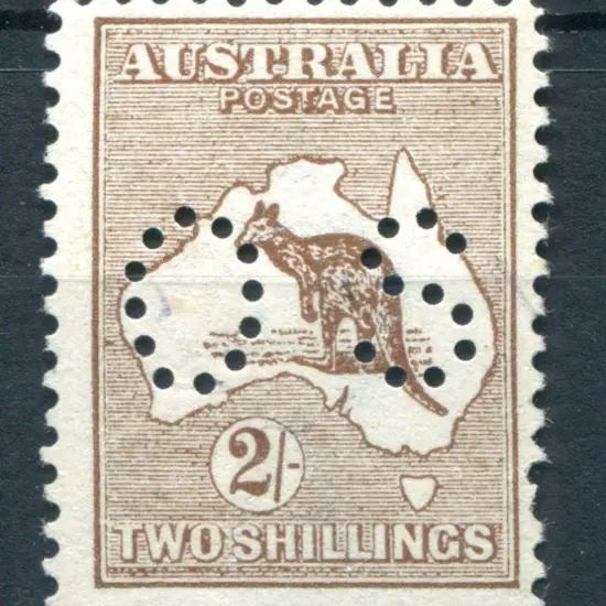 2/- brown perfined small "OS". Fresh MUH. 1 short ...
