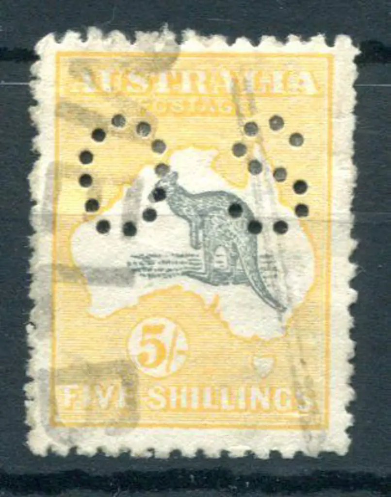 5/- grey & yellow with "break in coast of Bight" ... Image 1++