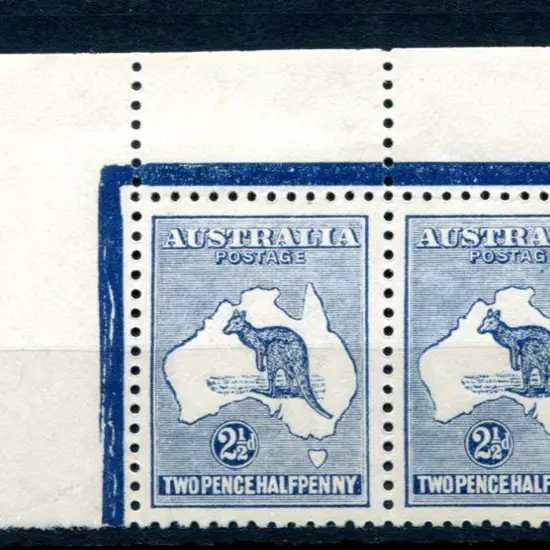 2½d pale bright blue in top left selvedge pair. ...
