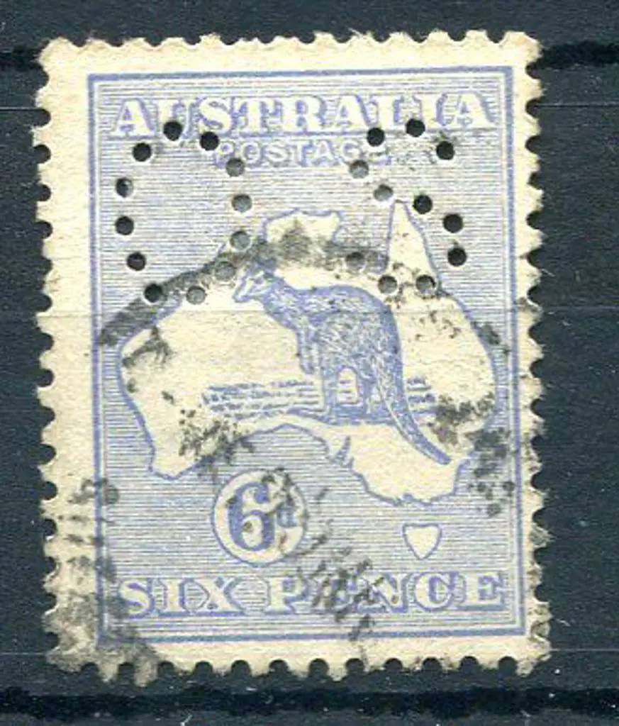 6d blue inverted wmk perfined "OS". Good used. ... Image 1++