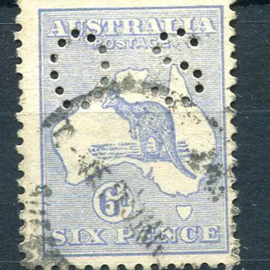 6d blue inverted wmk perfined "OS". Good used. ...