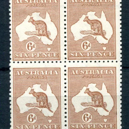 6d chestnut in Plate 3 block of 4 with "broken leg ...