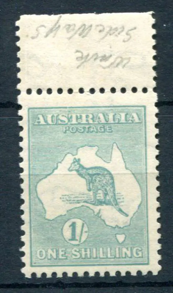 1/- blue-green Die IIb with sideways wmk & top ... Image 1++