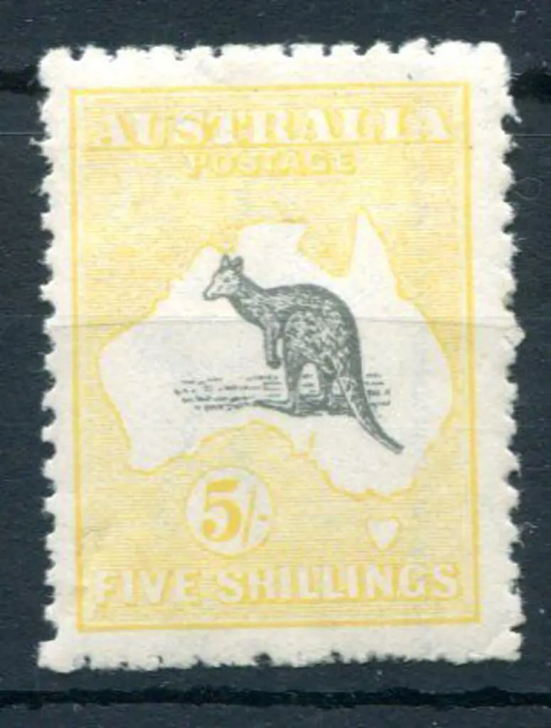 5/- grey-black & yellow-orange with "broken coast ... Image 1++