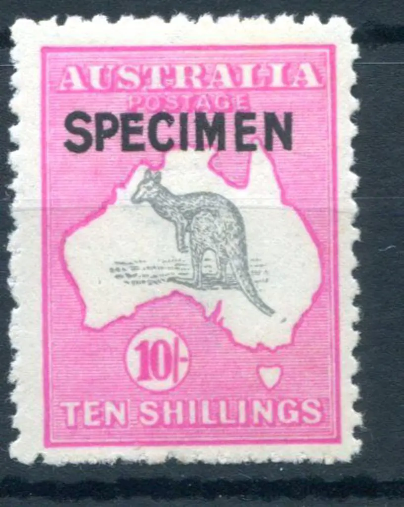 10/- grey & deep aniline-pink ovptd "SPECIMEN" ... Image 1++