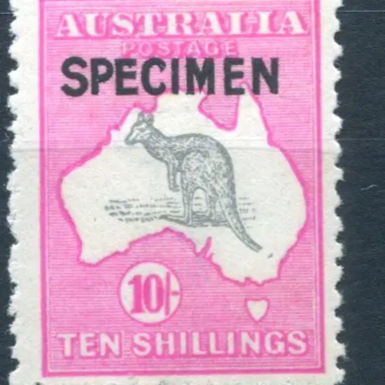 10/- grey & deep aniline-pink ovptd "SPECIMEN" ...
