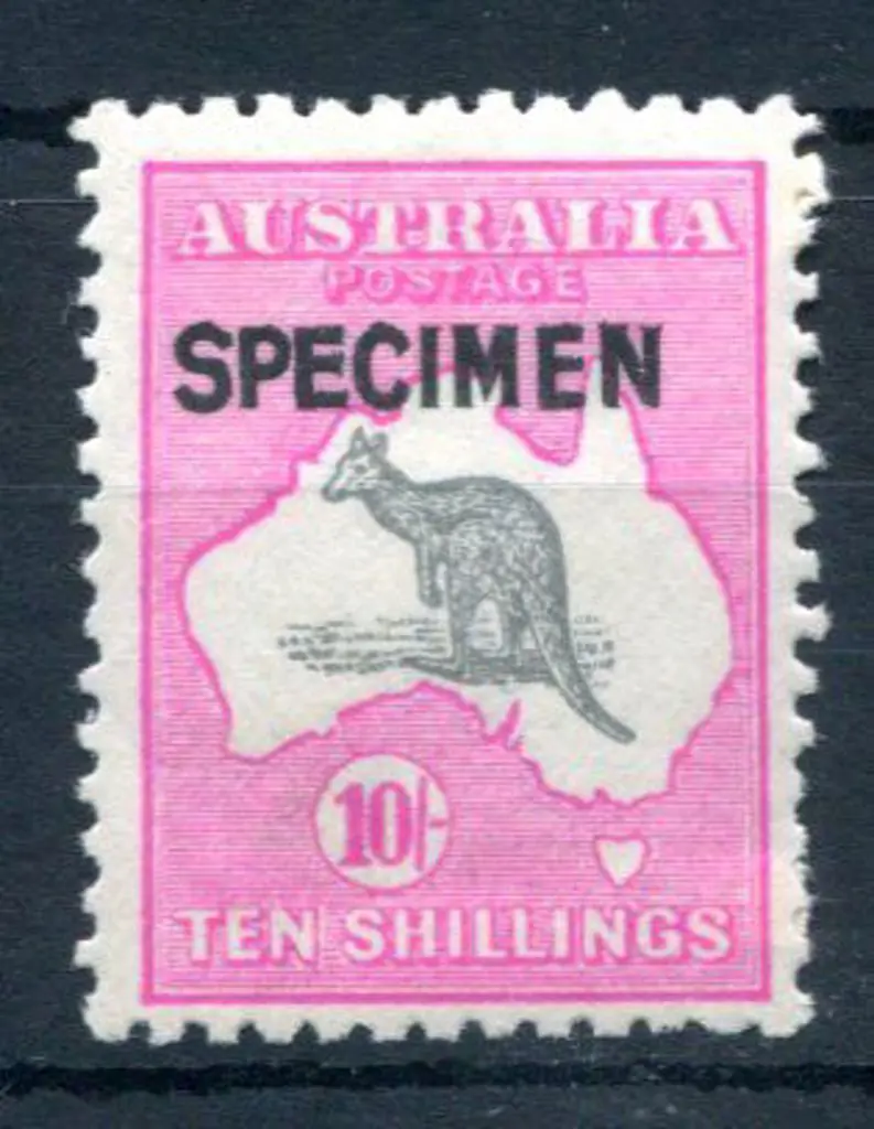 10/- grey & deep aniline pink ovptd "SPECIMEN" ... Image 1++