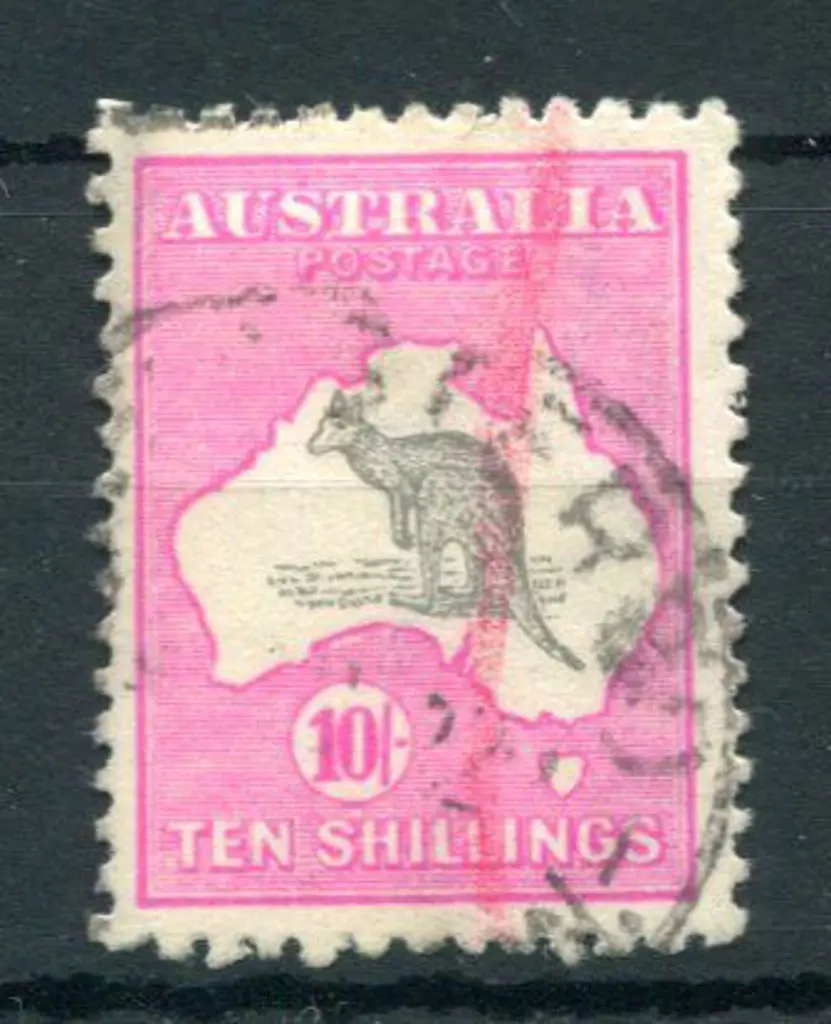 10/- grey & deep aniline pink with "kangaroo's ... Image 1++