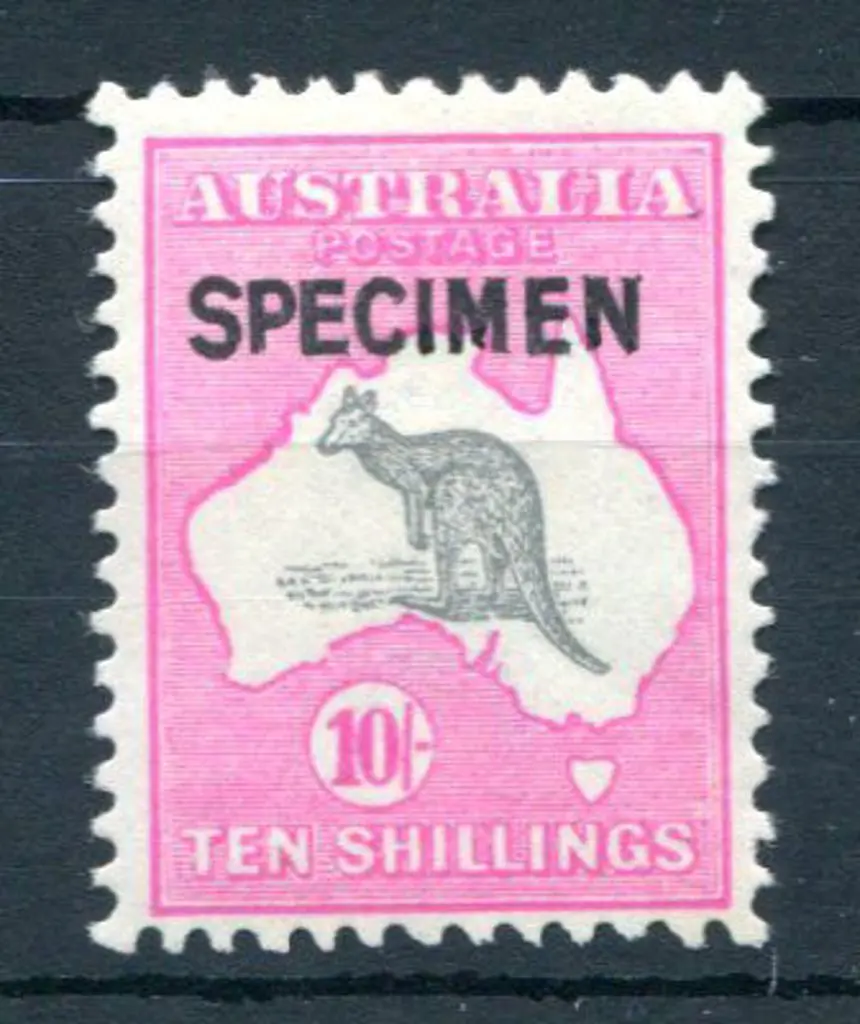 10/- grey & intense aniline pink ovptd "SPECIMEN" ... Image 1++
