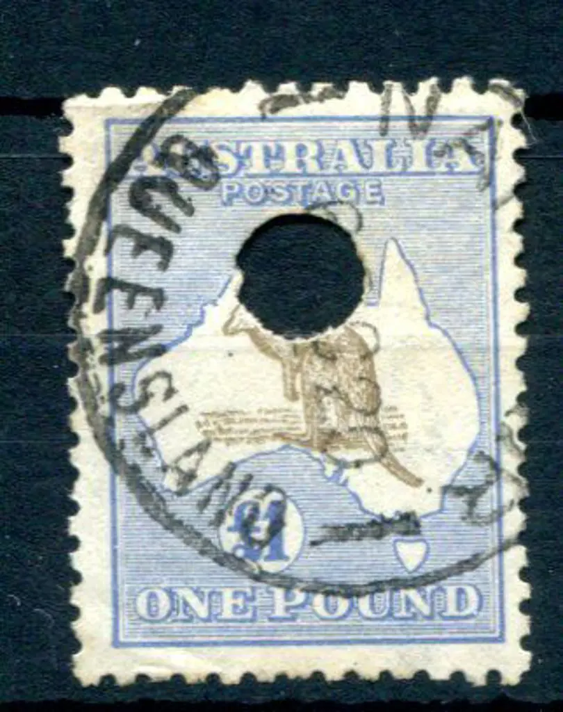 £1 chocolate & dull blue with telegraph puncture. ... Image 1++