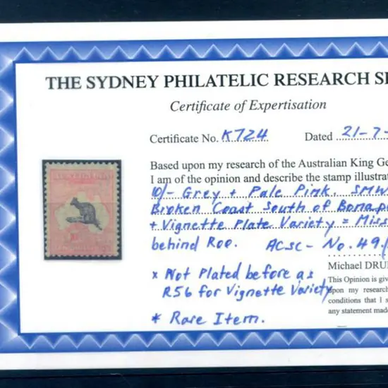 1929/30 Small Multiple Watermark 10/- grey & pale ...