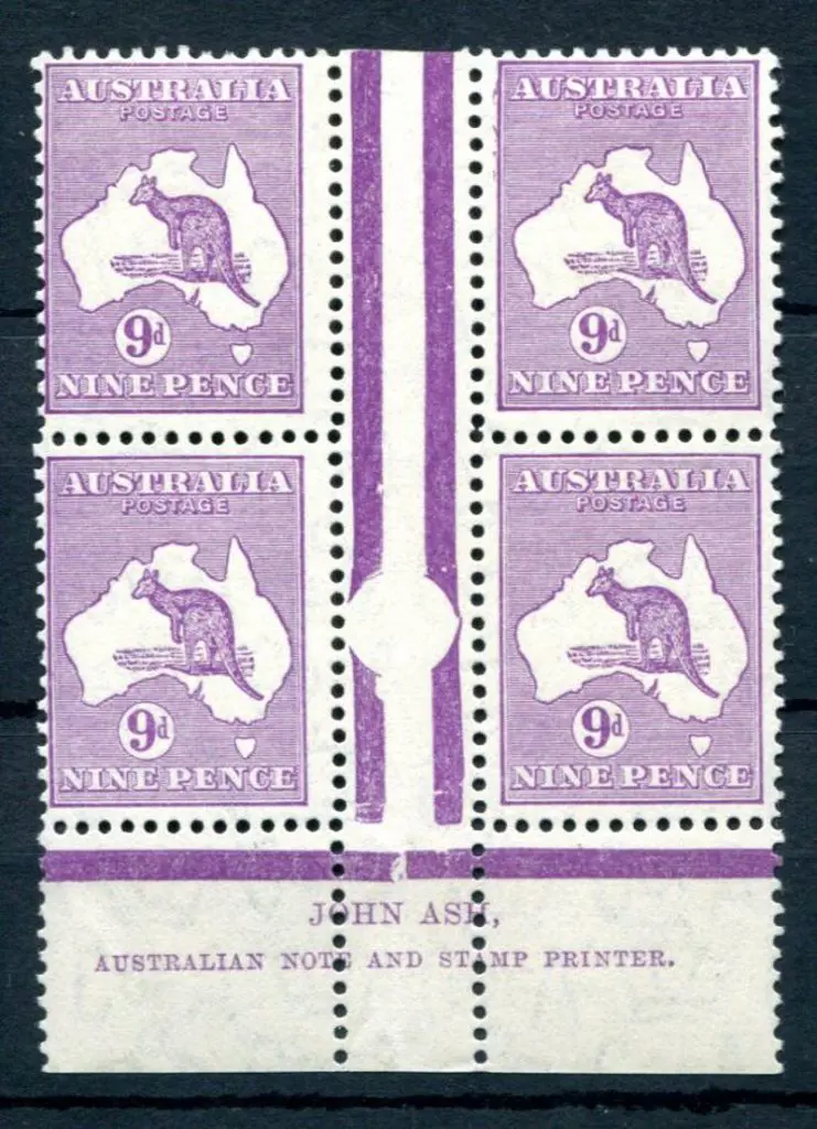 1931/47 CofA 9d violet in John Ash imprint gutter ... Image 1++