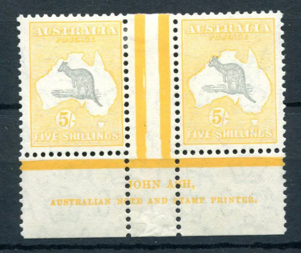 1931/47 CofA 5/- grey & yellow in John Ash imprint ... Image 1++