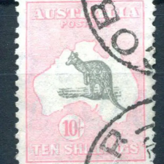 1931/47 CofA 10/- grey & pink with "notch in ...
