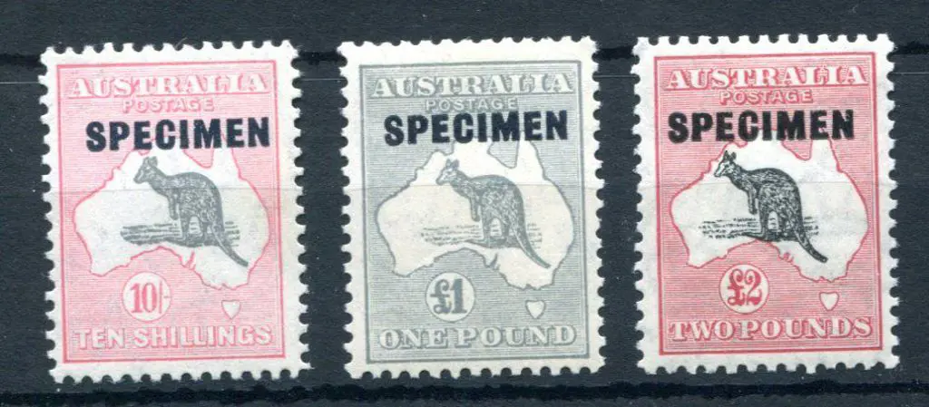 1931/47 CofA 10/-, £1 & £2 "SPECIMEN" ovptd set ... Image 1++
