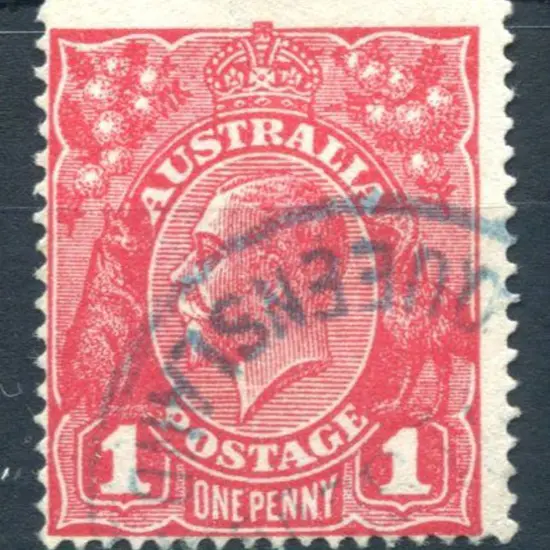 1914-20 Single Watermark 1d carmine-red Die III ...