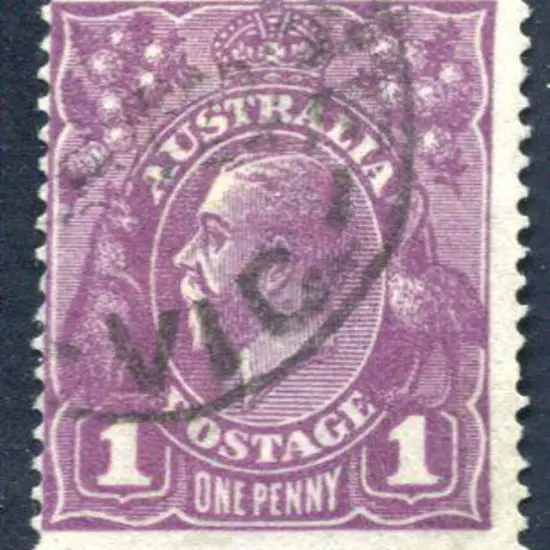 1914-20 Single Watermark 1d deep violet aniline ...
