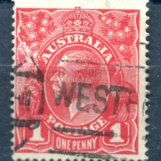 1914-20 Single Watermark 1d deep scarlet (aniline, ...
