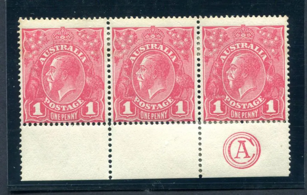 1914-20 Single Watermark 1d rosine G68 on rough ... Image 1++