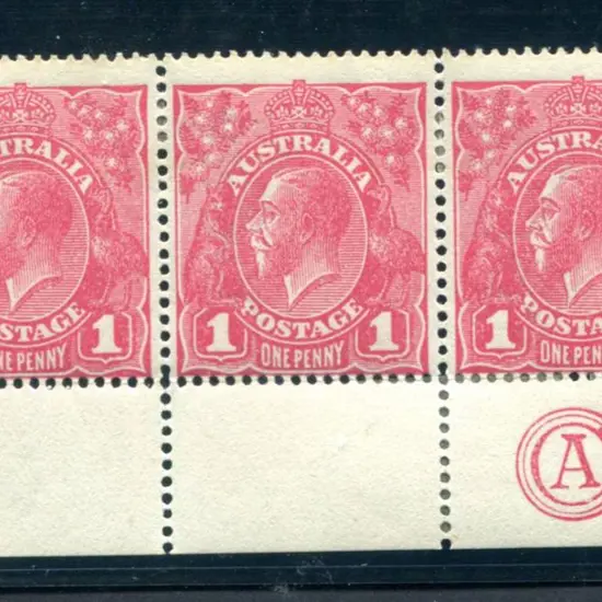 1914-20 Single Watermark 1d rosine G68 on rough ...