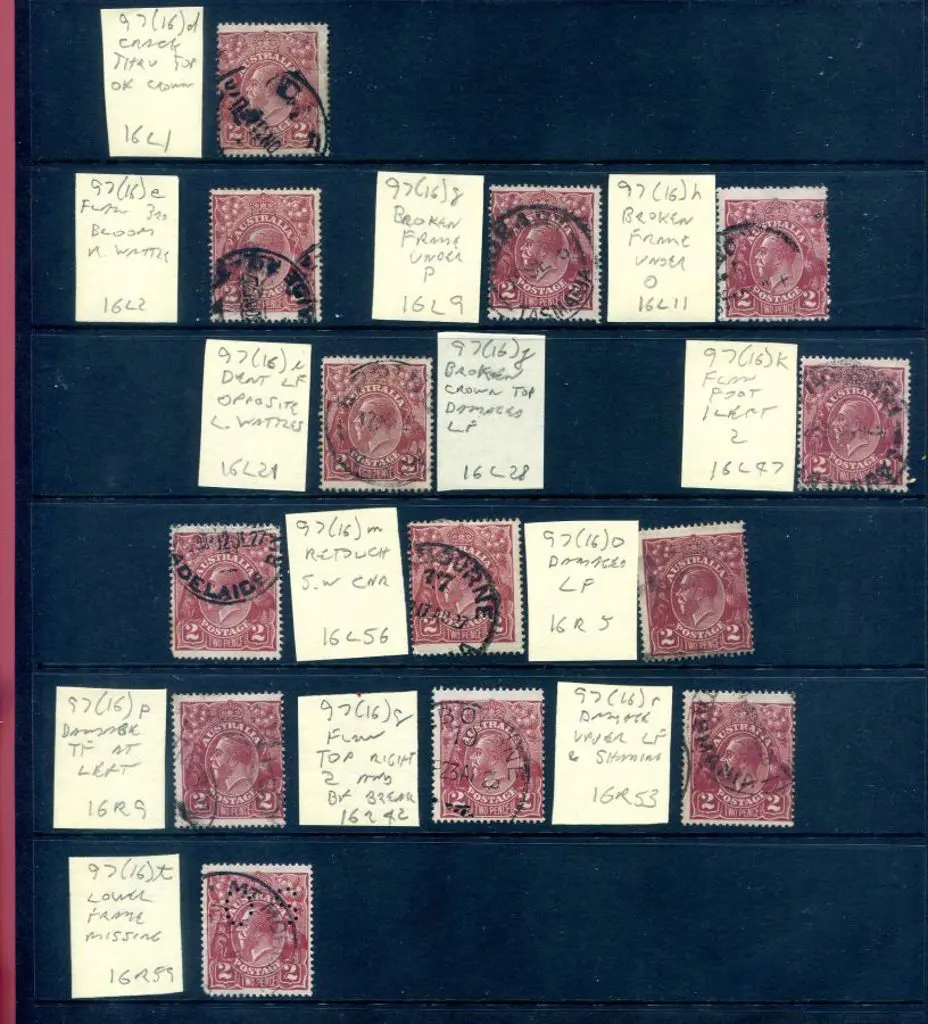 1914-20 Single Watermark 2d red-brown x 13 with ... Image 1++