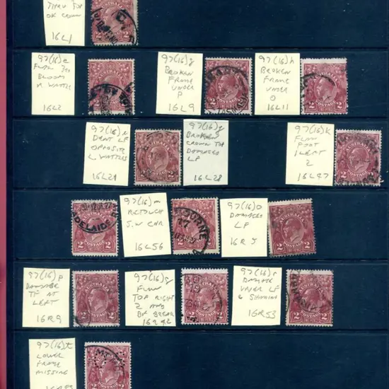 1914-20 Single Watermark 2d red-brown x 13 with ...