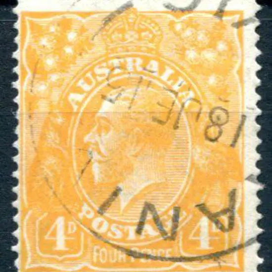 1914-20 Single Watermark 4d yellow-orange aniline ...